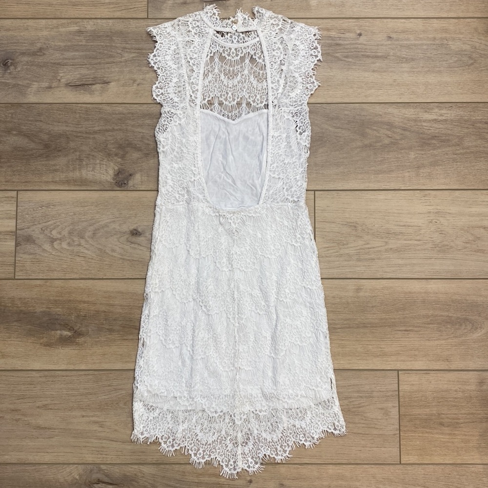 Free People | Day Dreamer | White Lace Mini Dress Bridal Shower Bachelorette - Picture 8 of 16
